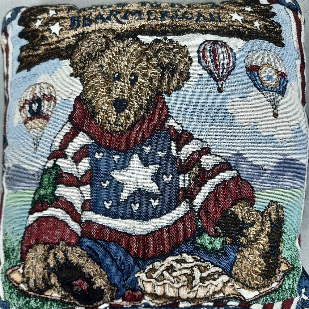 Boyds Bears Proud To Be A Bearmerican Patriotic Americana Tapestry Throw Pillow